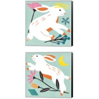 Framed 'Easter Bunnies 2 Piece Canvas Print Set' border=