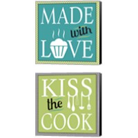 Framed 'Kiss the Cook 2 Piece Canvas Print Set' border=