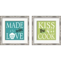 Framed 'Kiss the Cook 2 Piece Framed Art Print Set' border=