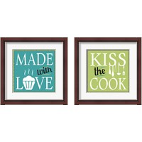 Framed 'Kiss the Cook 2 Piece Framed Art Print Set' border=