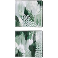 Framed 'Light Green Forest 2 Piece Canvas Print Set' border=