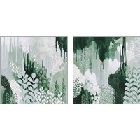 Framed 'Light Green Forest 2 Piece Art Print Set' border=