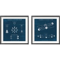 Framed 'Solar System Blueprint 2 Piece Framed Art Print Set' border=