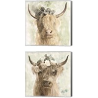 Framed Cow and Crown 2 Piece Canvas Print Set
