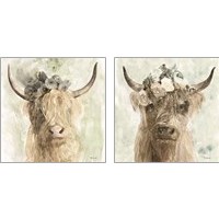 Framed Cow and Crown 2 Piece Art Print Set