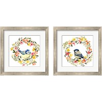 Framed 'Springtime Wreath & Bird 2 Piece Framed Art Print Set' border=