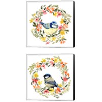 Framed Springtime Wreath & Bird 2 Piece Canvas Print Set