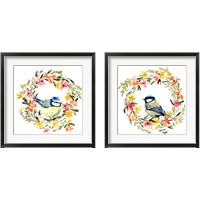 Framed Springtime Wreath & Bird 2 Piece Framed Art Print Set