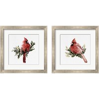 Framed 'Cardinal with Snow 2 Piece Framed Art Print Set' border=