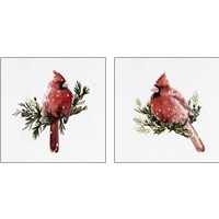 Framed 'Cardinal with Snow 2 Piece Art Print Set' border=