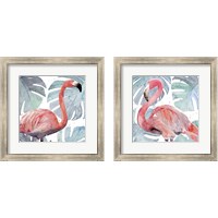Framed 'Flamingo Splash 2 Piece Framed Art Print Set' border=