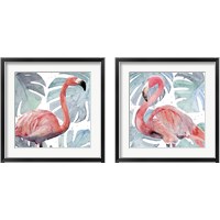 Framed 'Flamingo Splash 2 Piece Framed Art Print Set' border=