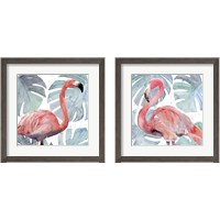 Framed 'Flamingo Splash 2 Piece Framed Art Print Set' border=