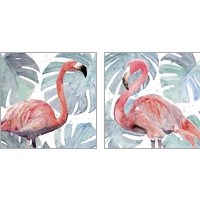 Framed 'Flamingo Splash 2 Piece Art Print Set' border=