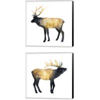 Framed 'Elk Aglow 2 Piece Canvas Print Set' border=