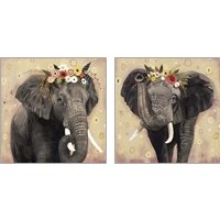 Framed 'Klimt Elephant 2 Piece Art Print Set' border=