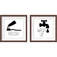 Framed 'Bathroom Etiquette 2 Piece Framed Art Print Set' border=