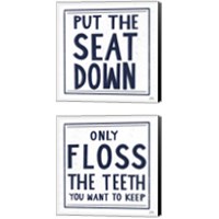 Framed 'Bathroom Rules 2 Piece Canvas Print Set' border=