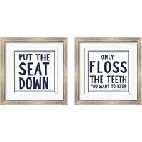 Framed 'Bathroom Rules 2 Piece Framed Art Print Set' border=