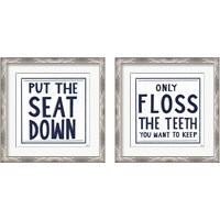 Framed 'Bathroom Rules 2 Piece Framed Art Print Set' border=