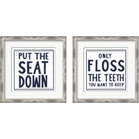 Framed Bathroom Rules 2 Piece Framed Art Print Set