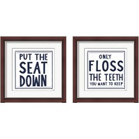 Framed 'Bathroom Rules 2 Piece Framed Art Print Set' border=