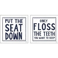 Framed Bathroom Rules 2 Piece Art Print Set