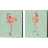 Framed 'Flamingo Portrait 2 Piece Canvas Print Set' border=