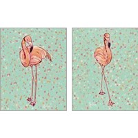 Framed 'Flamingo Portrait 2 Piece Art Print Set' border=