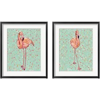 Framed 'Flamingo Portrait 2 Piece Framed Art Print Set' border=