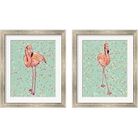 Framed 'Flamingo Portrait 2 Piece Framed Art Print Set' border=