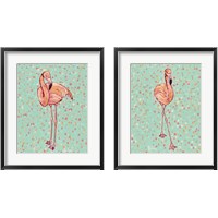 Framed 'Flamingo Portrait 2 Piece Framed Art Print Set' border=