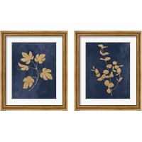 Framed 'Botanical Study Gold Navy2 Piece Framed Art Print Set' border=