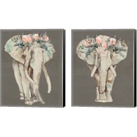 Framed 'Flower Crown Elephant 2 Piece Canvas Print Set' border=