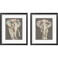 Framed 'Flower Crown Elephant 2 Piece Framed Art Print Set' border=