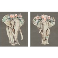Framed 'Flower Crown Elephant 2 Piece Art Print Set' border=