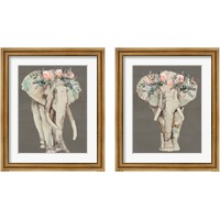 Framed 'Flower Crown Elephant 2 Piece Framed Art Print Set' border=
