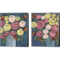 Framed 'Loose Floral 2 Piece Canvas Print Set' border=
