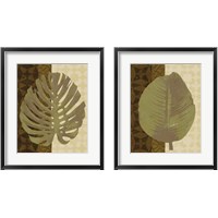 Framed 'Tropical Leaf 2 Piece Framed Art Print Set' border=