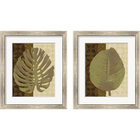 Framed 'Tropical Leaf 2 Piece Framed Art Print Set' border=