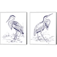 Framed Indigo Heron 2 Piece Canvas Print Set