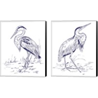 Framed 'Indigo Heron 2 Piece Canvas Print Set' border=