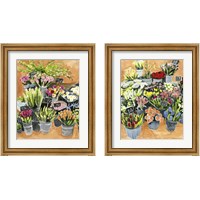 Framed 'Street Florist 2 Piece Framed Art Print Set' border=