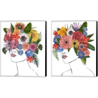 Framed 'Flower Lady 2 Piece Canvas Print Set' border=