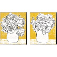 Framed 'Golden Peony 2 Piece Canvas Print Set' border=