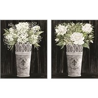 Framed 'Punched Tin Floral 2 Piece Art Print Set' border=