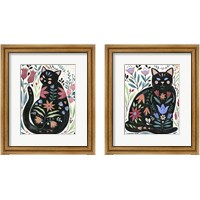 Framed 'Folksy Feline 2 Piece Framed Art Print Set' border=