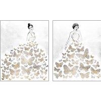 Framed 'Fluttering Gown 2 Piece Art Print Set' border=