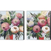 Framed 'Lustrous Bouquet 2 Piece Canvas Print Set' border=
