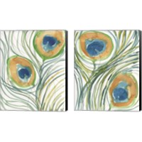 Framed Peacock Abstract 2 Piece Canvas Print Set